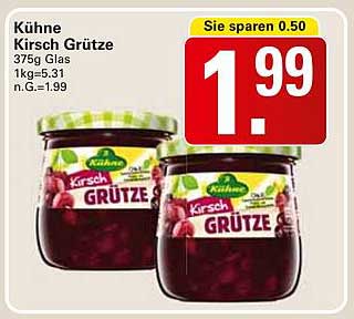 Kühne Kirsch Grüze 375g