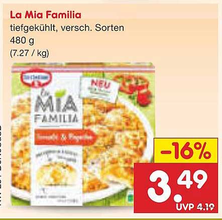 La Mia Familia tiefgekühlt, verschiedene Sorten 480 g