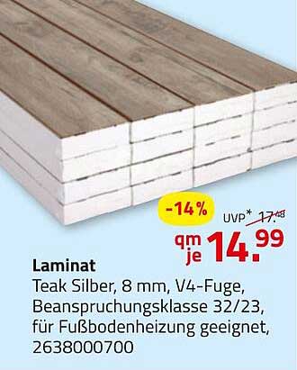 Laminat Silber Teak - 8 mm, V4-Fuge, ideal für Ihr Zuhause