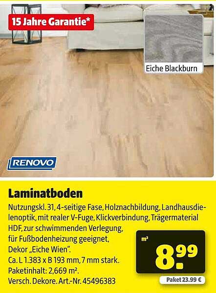 Laminatboden Eiche Wien von RENOVO