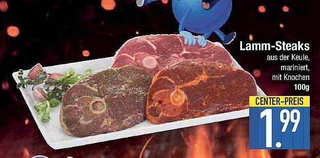 Lamm-Steaks aus der Keule, mariniert, mit Knochen 100g