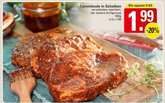 Lammkeule in Scheiben - verschiedene mariniert, der leckere Grillgenuss
