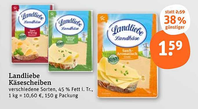 Landliebe Käse scheiben - 150 g Packung