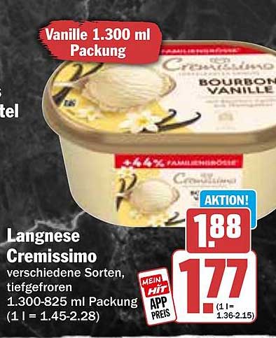 Langnese Cremissimo Bourbon Vanille 1.300 ml