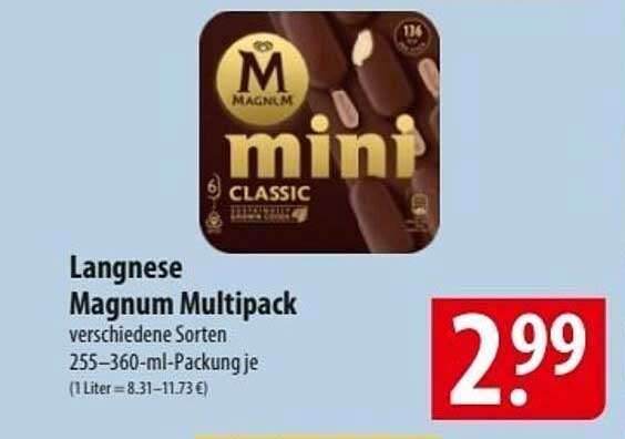 Langnese Magnum Multipack verschiedene Sorten 255-360-ml-Packung je