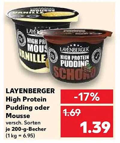 LAYENBERGER High Protein Pudding oder Mousse, verschiedene Sorten