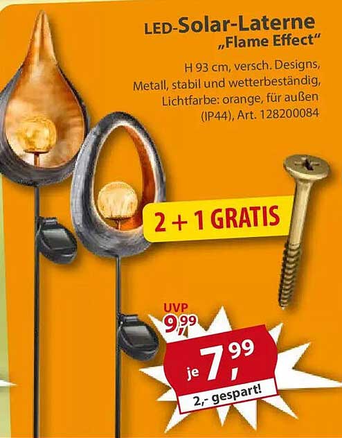 LED-Solar-Laterne „Flame Effect“
