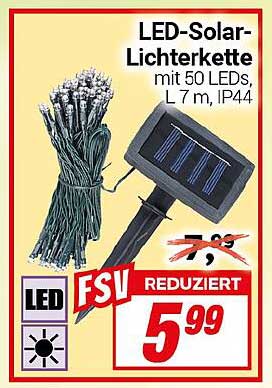 LED-Solar-Lichterkette mit 50 LEDs, L 7 m, IP44