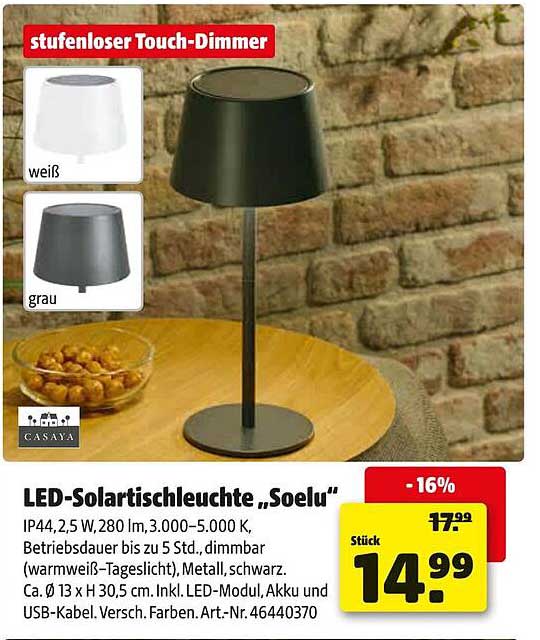LED-Solartischleuchte „Soelu“