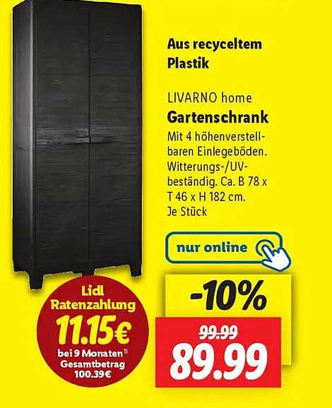 LIVARNO home Gartenschrank aus recyceltem Plastik