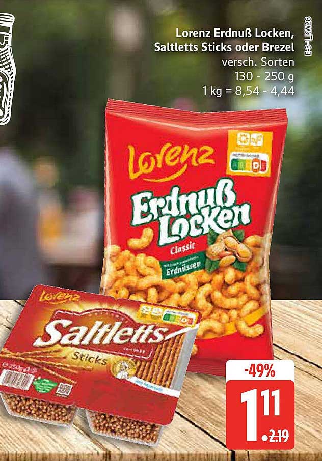 Lorenz Erdnuss Locken oder Saltletts Sticks, versch. Sorten