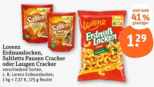 Lorenz Erdnusslocken, Saltletts Pausen Cracker oder Laugen Cracker – verschiedene Sorten