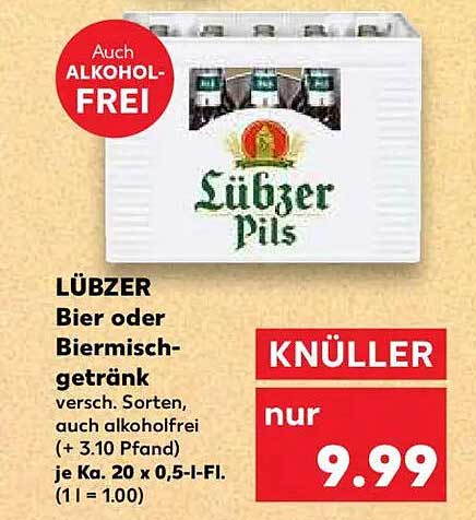 Lübzer Bier oder Biermischgetränk 20 x 0,5-l-Fl.