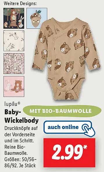 lupilu® Baby-Wickelbody mit Bio-Baumwolle