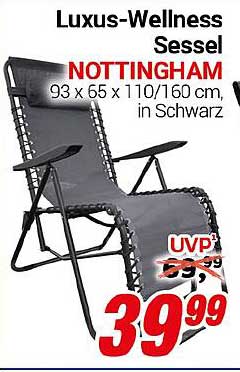 Luxus-Wellness Sessel NOTTINGHAM - 93 x 65 x 110/160 cm, in Schwarz