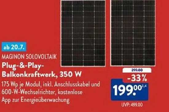 MAGINON SOLARVOLTAIK Plug-&-Play-Balkonkraftwerk, 350 W