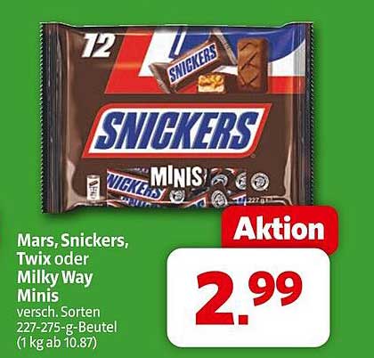 Mars, Snickers, Twix oder Milky Way Minis