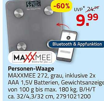 Maxxmee Personen-Waage 272 mit Bluetooth und App-Funktion