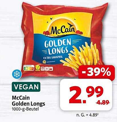 McCain Golden Longs 1000-g-Beutel - Vegan und Extra Knusprig