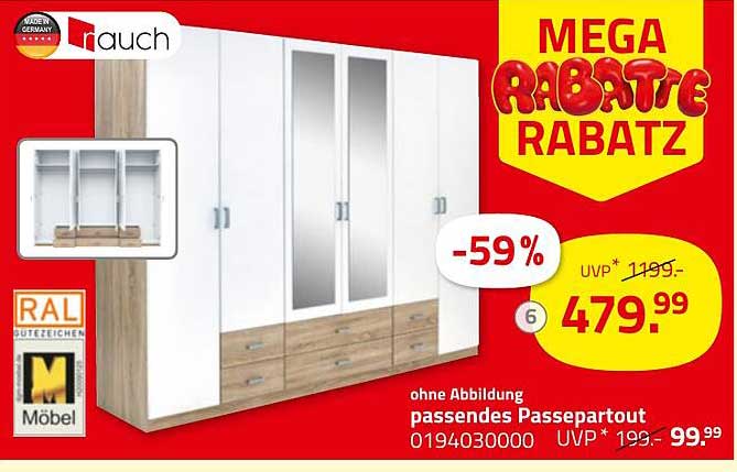MEGA RABATTE RABATZ – 59% auf den Rauch Kleiderschrank