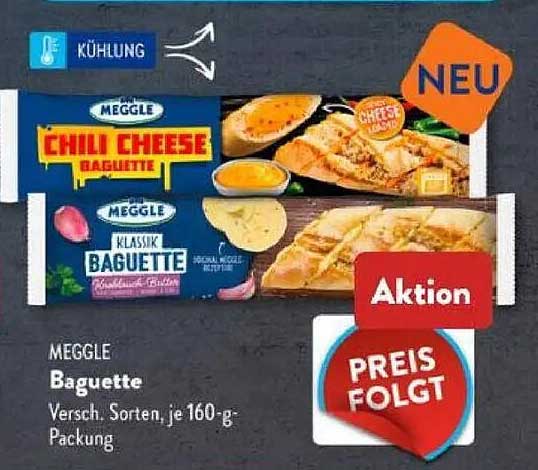 MEGGLE Baguette 160-g-Packung - Chili Cheese und Klassik