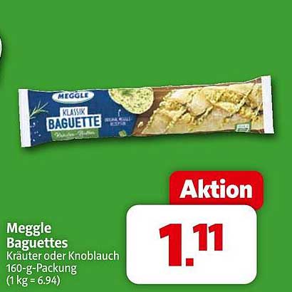 Meggle Baguettes Kräuter oder Knoblauch 160-g-Packung