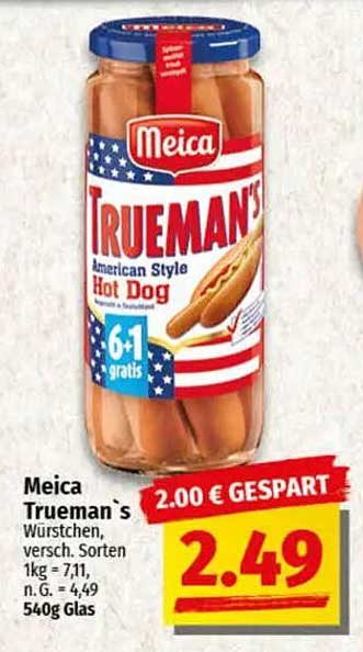 Meica Truemann's Hot Dog Würstchen 540g - American Style