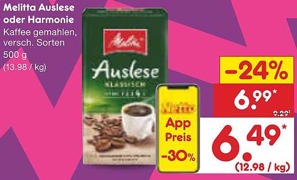 Melitta Auslese oder Harmonie Kaffee gemahlen, 500 g