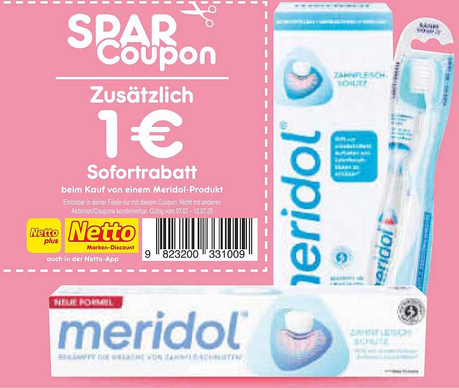 Meridol Zahnpasta und Zahnbürste - Sofortrabatt von 1 €