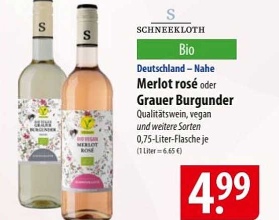 Merlot rosé oder Grauer Burgunder - Bio-Qualitätswein