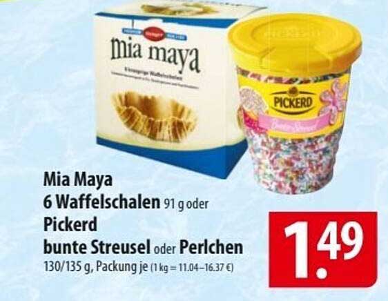 Mia Maya Waffelschalen oder Pickerd bunte Streusel / Perlchen