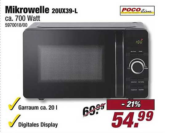 Mikrowelle 20UX39-L, ca. 700 Watt