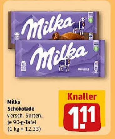 Milka Schokolade, verschiedene Sorten, je 90-g-Tafel