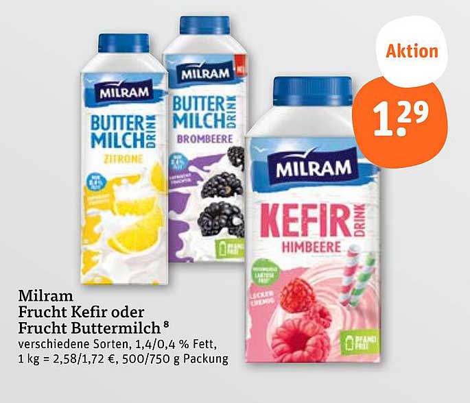 Milram Frucht Kefir oder Frucht Buttermilch