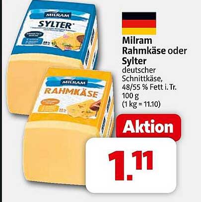 Milram Rahmkäse oder Sylt - deutscher Schnittkäse