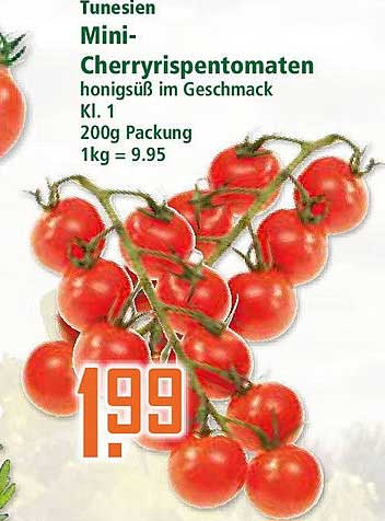 Mini-Cherryrispentomaten honigsüß im Geschmack Kl. 1 200g Packung