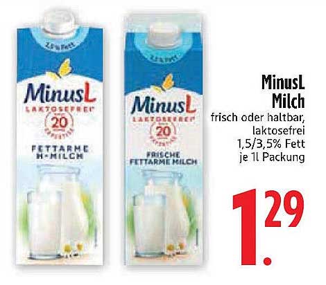 MinusL Milch - frisch oder haltbar, laktosefrei