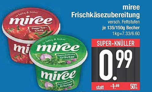 miree Frischkäsezubereitung, versch. Fettstufen, 135g/150g Becher