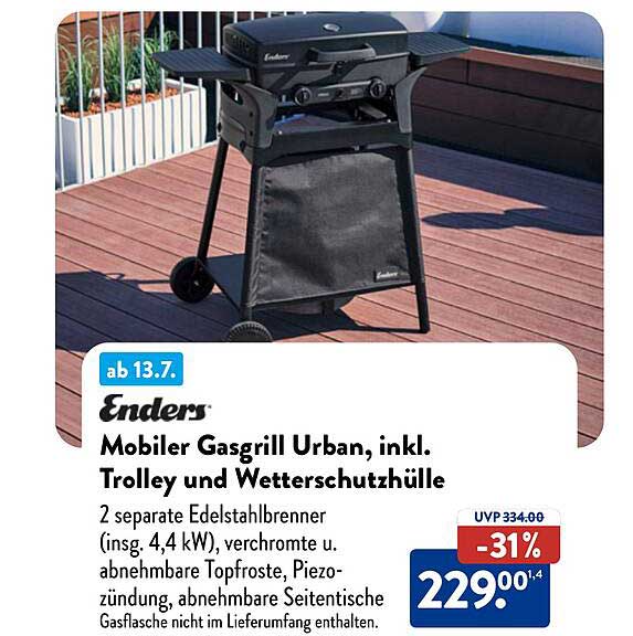 Mobiler Gasgrill Urban, inkl. Trolley und Wetterschutzhülle