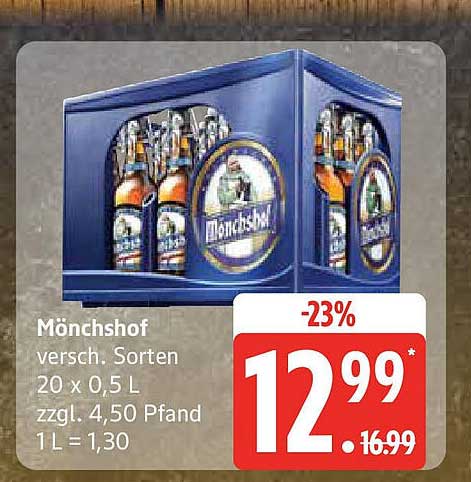 Mönchshof Bierkasten 20 x 0,5 L - verschiedene Sorten