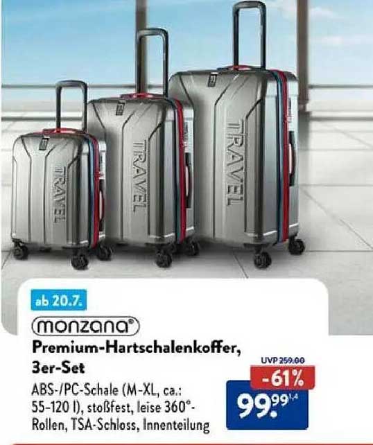 Monzana Premium-Hartschalenkoffer, 3er-Set