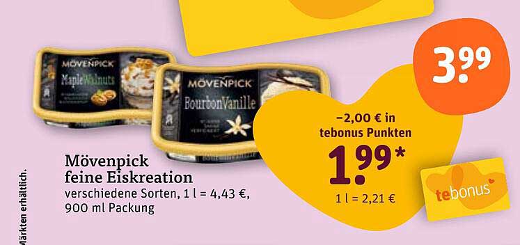 Mövenpick feine Eiskreation – verschiedene Sorten, 900 ml