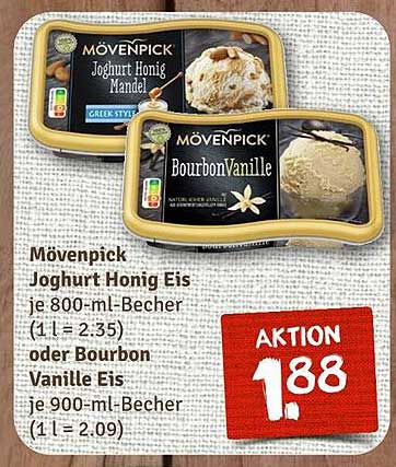 Mövenpick Joghurt Honig Mandel oder Bourbon Vanille Eis