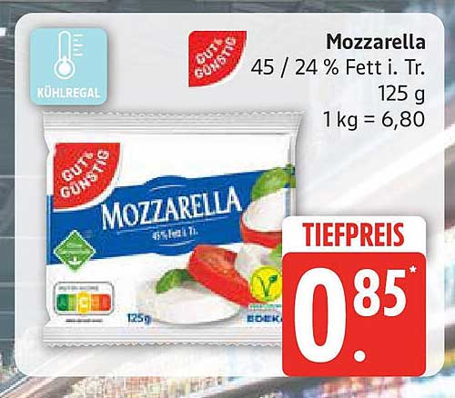 Mozzarella 45% Fett i. Tr., 125 g