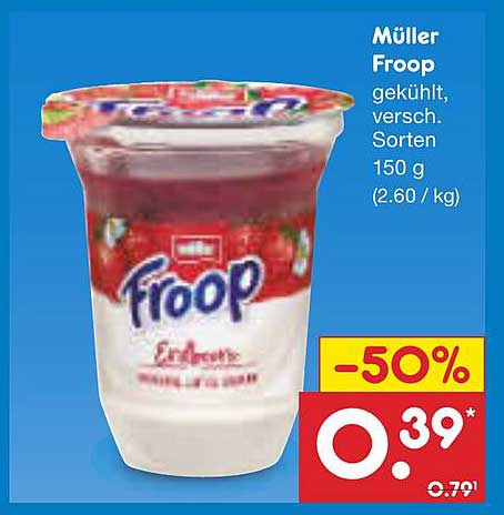 Müller Froop gekühlt, verschiedene Sorten, 150 g