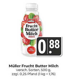 Müller Frucht Butter Milch versch. Sorten, 500 g