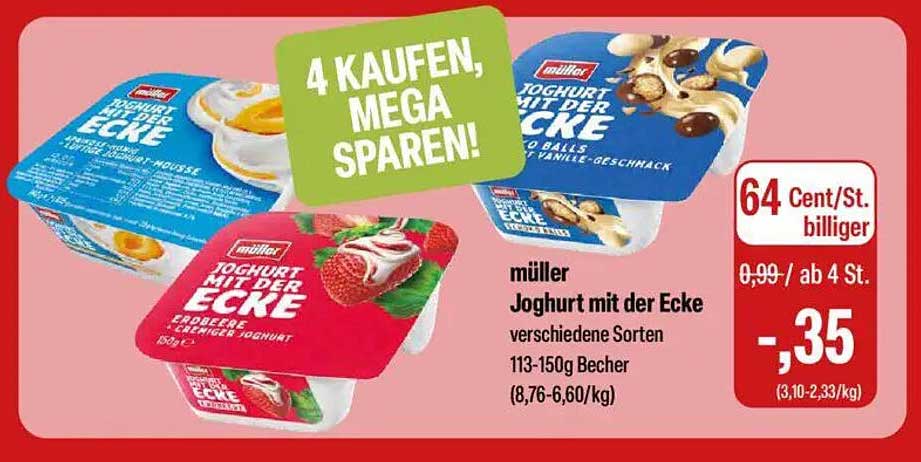 müller Joghurt mit der Ecke - verschiedene Sorten