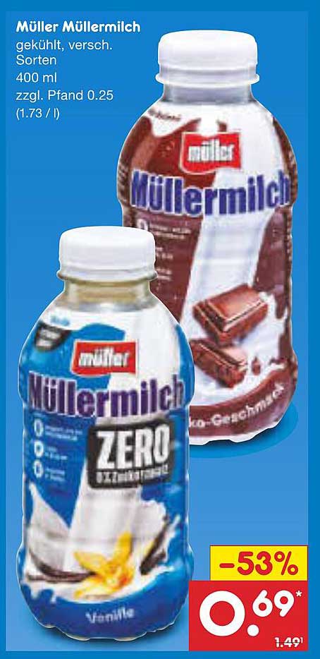 Müller Müller Milch 400 ml - Gekühlt in verschiedenen Sorten