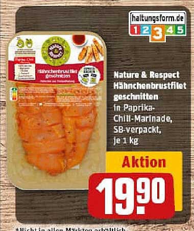 Nature & Respect Hähnchenbrustfilet geschnitten in Paprika-Chili-Marinade, SB-verpackt, je 1 kg