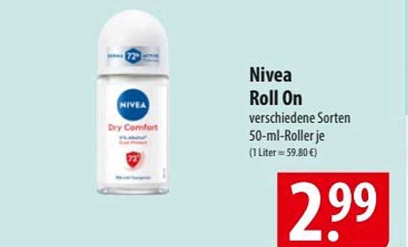 Nivea Roll On verschiedene Sorten 50-ml-Roller je